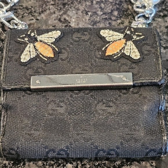 Gucci GG Monogram Canvas Trifold Wallet w/Patches & Wristlet Added - Picture 4 of 17